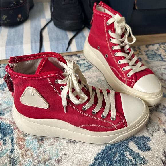 R13 Kirk High Top Sneaker Red Canvas + Distressed White Platform EU 38 US 8 - Picture 12 of 12